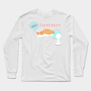 Cat taking a nap in summer Long Sleeve T-Shirt